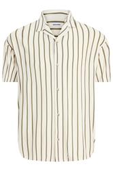 JACK & JONES Big & Tall Olive Green Stripe Resort Shirt