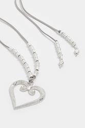 Silver Tone Tone Pendant Heart Long Layered Necklace | Yours Clothing 4
