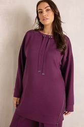 EVANS Plus Size Berry Red Luxe Zip Detail Sweatshirt | Evans  3