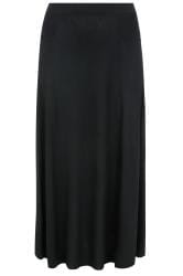 Black Maxi Jersey Strtech Skirt With Pockets, Plus size 16 to 36 ...