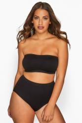 Plus Size Black Seamless Padded Non-Wired Bandeau Bra