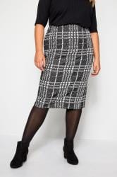 Black & White Check Pencil Skirt | Yours Clothing