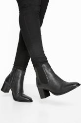 Comfort Plus Leather Ankle Boots Wide E Fitting Low Heel Cushioned Biker Chelsea 