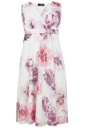 YOURS LONDON Navy Floral Hanky Hem Dress | Yours Clothing