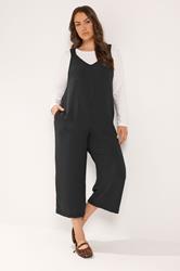 YOURS Plus Size Black Loose Fit Dungarees | Yours Clothing 1