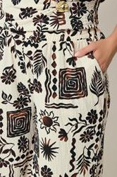YOURS Plus Size Natural Brown Summer Print Crinkle Wide Leg Trousers | Yours Clothing 4
