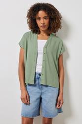 M&Co Sage Green Button Through Linen Blouse | M&Co 4