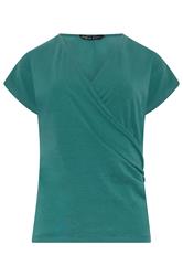 M&Co Teal Grown-On Sleeve Wrap Top
