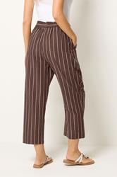 M&Co Brown Striped Tapered Cropped Trousers | M&Co 2