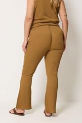 YOURS Plus Size Natural Brown Textured Flared Trousers 2
