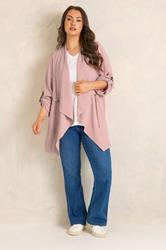 EVANS Plus Size Pink Lightweight Waterfall Jacket | Evans 1