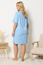 YOURS Plus Size Blue Heart Side Split Nightdress | Yours Clothing 2