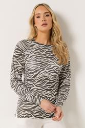 LTS Tall Women's Ivory White Zebra Lightweight Knitted Top| Long Tall Sally 3