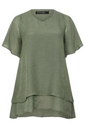 EVANS Curve Khaki Green Double Layer Top
