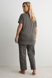 YOURS Plus Size Set Brown 'Weekend Coffee Club' Wide Leg Pyjama | Yours Clothing 2