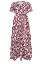 M&Co Petite Berry Red Leaf Print Cotton Maxi Dress | M&Co 5