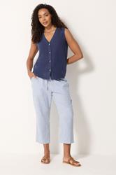 M&Co Navy Blue Button Front Vest Top | M&Co 1