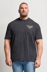 BadRhino Big & Tall Grey  Snake & Skull Graphic Acid Wash T-Shirt | BadRhino 3