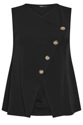 YOURS Plus Size Black Asymmetric Button Waistcoat | Yours Clothing 5
