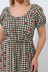 LIMITED COLLECTION Plus Size Black Strawberry Gingham Bardot Dress | Yours Clothing 4