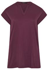 YOURS Curve Purple Notch Neckline T-Shirt
