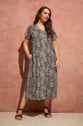 EVANS Plus Size Natural Brown Leopard Print Cotton Dress | Evans  3