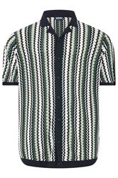 BadRhino Big & Tall Blue & Green Knitted Revere Collar Shirt | BadRhino 6