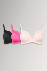 YOURSET 3 PACK Plus Size Black & Pink Animal Mesh Underwired Bras | Yours Clothing 3