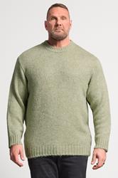 JACK & JONES Big & Tall Seagrass Green Crew Neck Knit Jumper | BadRhino 3