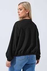 LIMITED COLLECTION Plus Size Black Zip Bomber Jacket | Yours Clothing 4
