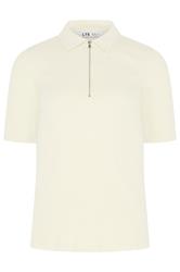 LTS Tall Yellow Half Zip Ribbed Cotton Collared Top