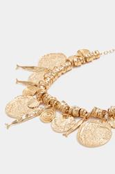 Gold Tone Mixed Charm Necklace | Yours Clothing 2