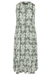 EVANS Curve Green Abstract Print Tie Neck Midi Dress