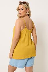 YOURS Plus Size Yellow Gathered Swing Vest Top | Yours Clothing 2