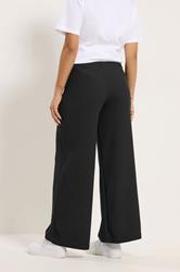 M&Co Petite Black Ribbed Wide Leg Trousers | M&Co 4