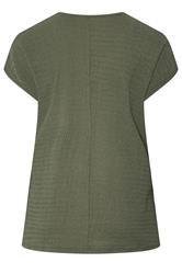 YOURS Plus Size Khaki Green Textured T-Shirt Co-ord | Yours Clothing 6