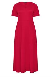 YOURS Curve Red Textured V-Neckline Maxi Dress