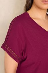 EVANS Plus Size Red Crochet Trim T-Shirt | Evans  4