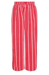 LIMITED COLLECTION Plus Size Red Striped Crinkle Wide Leg Trousers | Yours Clothing 5