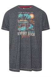 D555 Big & Tall Grey Beach Graphic T-Shirt | BadRhino 2