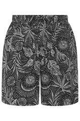 YOURS Plus Size Black Mixed Summer Print Crinkle Shorts | Yours Clothing 5