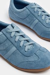 Blue Faux Suede Stripe Trainers In Extra Wide EEE Fit | Yours Clothing 5