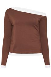 LIMITED COLLECTION Top contrasté marron chocolat à épaules dénudées