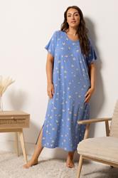 YOURSET Plus Size 2 PACK Blue Star & Shell Print Midaxi Nightdresses | Yours Clothing 1