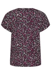 M&Co Berry Purple Ditsy Floral Print Button Front Blouse | M&Co 6