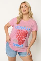 YOURS Plus Size Pink Acid Wash 'Raspberry Summer' T-Shirt | Yours Clothing 3