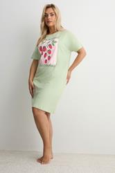YOURS Plus Size Green 'Fruit Market' Sleep tee Nightdress | Yours Clothing 1
