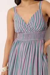 PixieGirl Petite Women's Pink Stripe Wrap Maxi Dress | PixieGirl 4