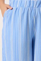 YOURS Plus Size Blue Stripe Print Shorts | Yours Clothing 4