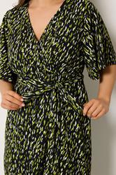 YOURS Plus Size Black Abstract Wrap Front Dress | Yours Clothing 4